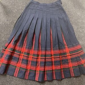 Vintage Pendleton Skirt Womens 6 Blue Plaid Tartan Wool Pleated Midi Made USA
